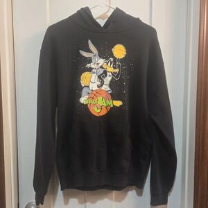 Space Jam Looney Tunes Hoodie Sweatshirt Black Small Bugs Bunny Daffy Duck